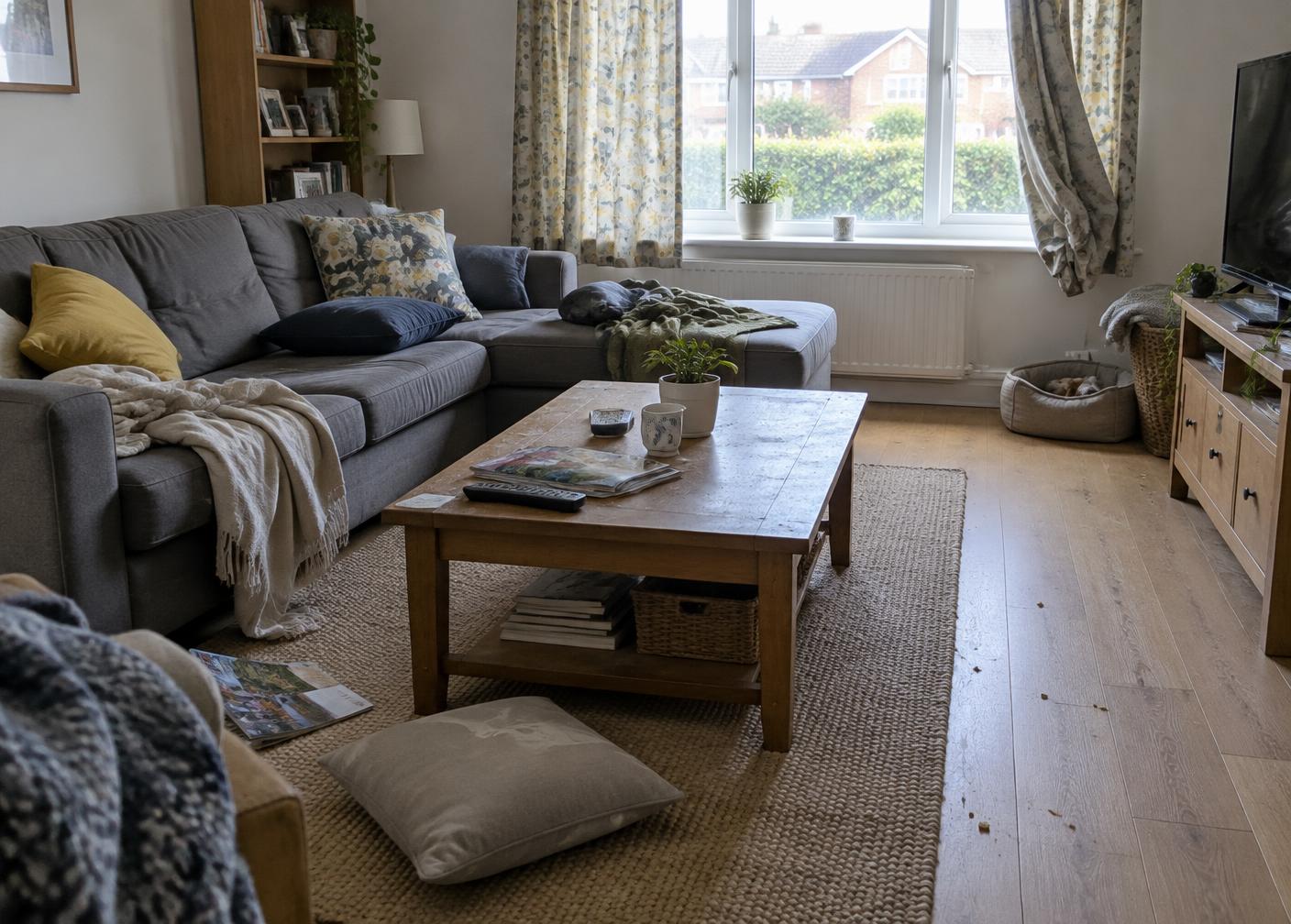 living room before cleaning